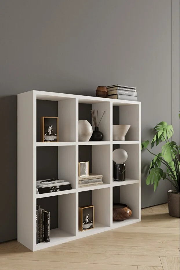 CLASSY 9 RAFLI KARE KİTAPLIK BEYAZ